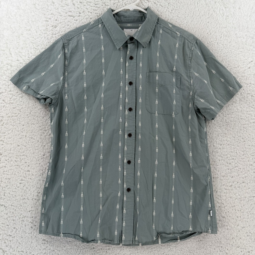 Katin Shirt Mens Medium Green Striped Short Sleeve Button Up Casual Cotton